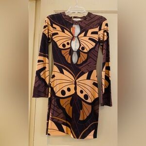 Novella Royale Graphic Butterfly Long Sleeve Dress